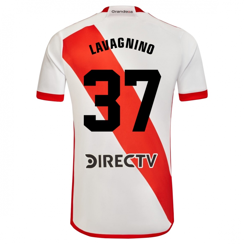 Enfant Maillot Lucas Lavagnino #37 Blanc Rouge Tenues Domicile 2023/24 T-Shirt Suisse