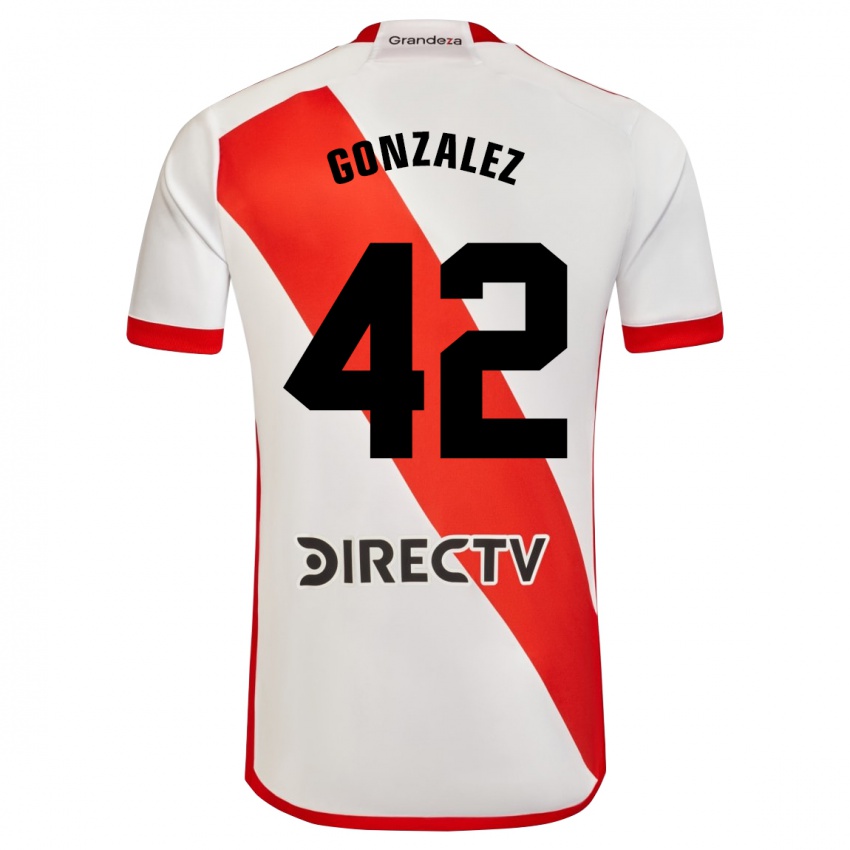 Enfant Maillot Alexis González #42 Blanc Rouge Tenues Domicile 2023/24 T-Shirt Suisse