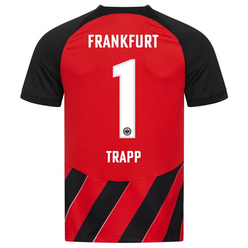 Enfant Maillot Kevin Trapp #1 Rouge Noir Tenues Domicile 2023/24 T-Shirt Suisse