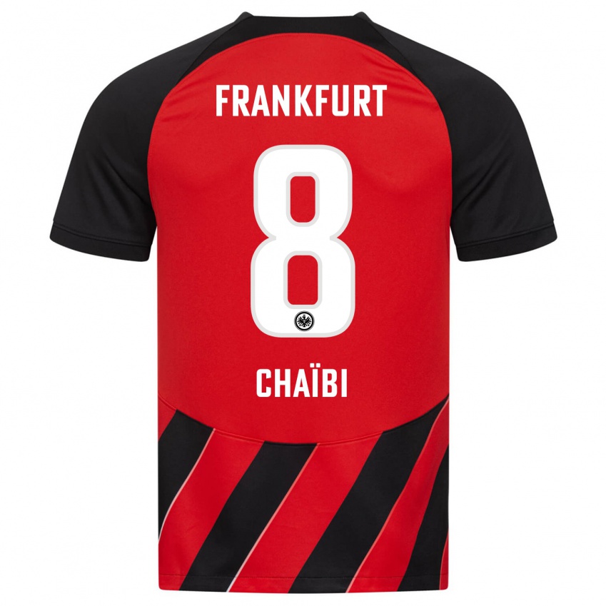 Enfant Maillot Farès Chaïbi #8 Rouge Noir Tenues Domicile 2023/24 T-Shirt Suisse