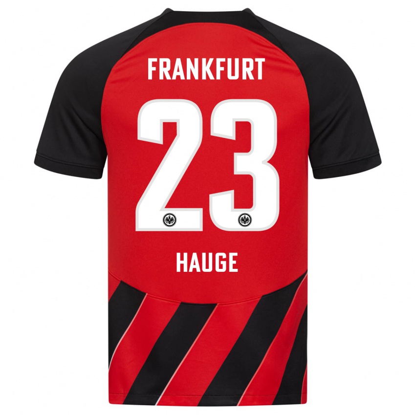 Enfant Maillot Jens Petter Hauge #23 Rouge Noir Tenues Domicile 2023/24 T-Shirt Suisse