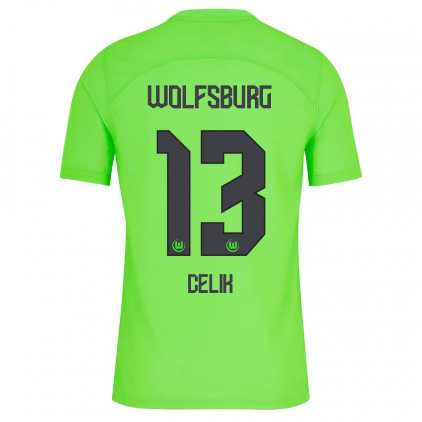 Enfant Maillot Dennis Celik #13 Vert Tenues Domicile 2023/24 T-Shirt Suisse