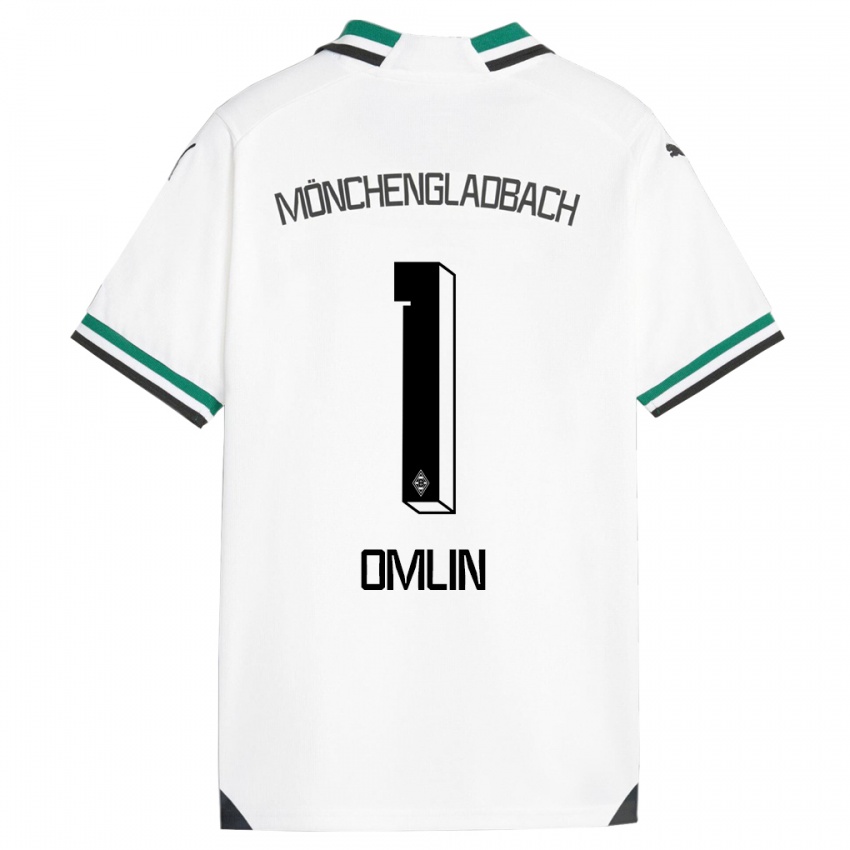 Kinder Jonas Omlin #1 Weiß Grün Heimtrikot Trikot 2023/24 T-Shirt Schweiz