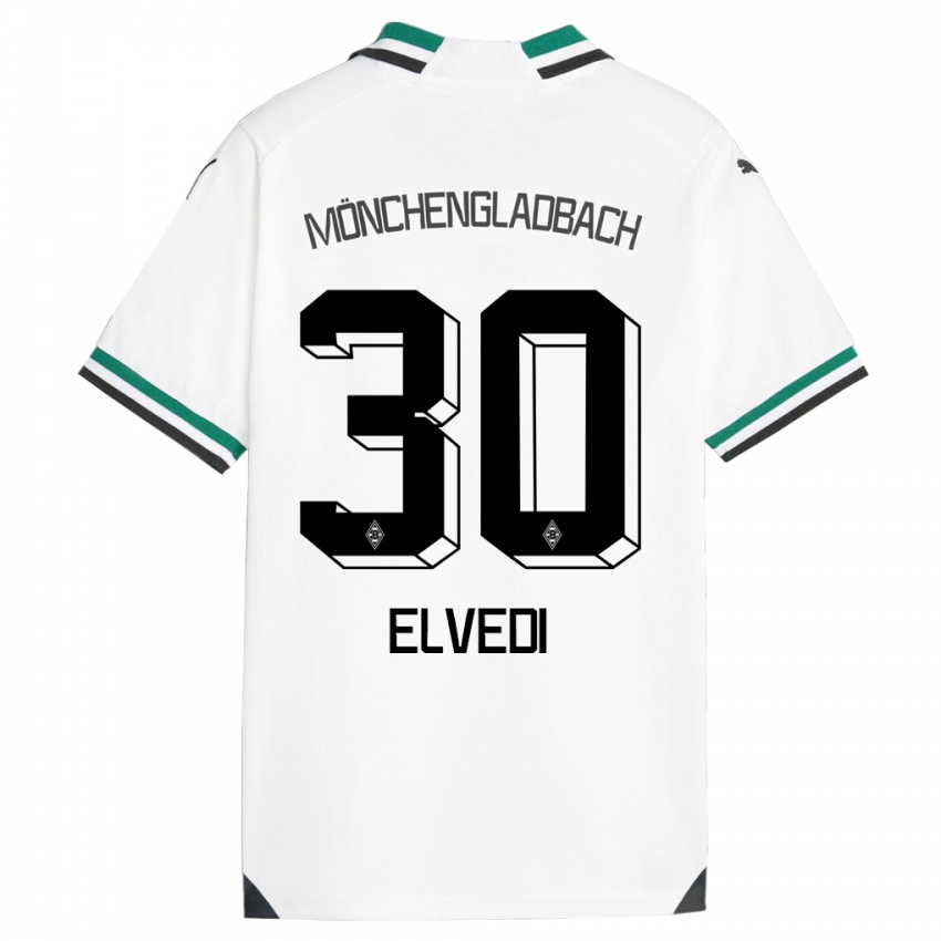 Kinder Nico Elvedi #30 Weiß Grün Heimtrikot Trikot 2023/24 T-Shirt Schweiz