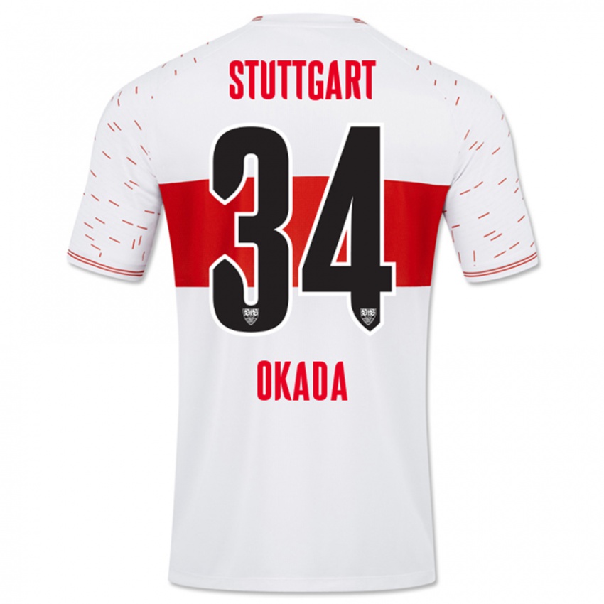 Enfant Maillot Rei Okada #34 Blanc Tenues Domicile 2023/24 T-Shirt Suisse