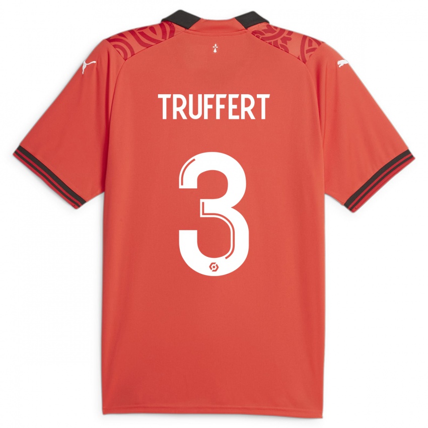 Enfant Maillot Adrien Truffert #3 Rouge Tenues Domicile 2023/24 T-Shirt Suisse