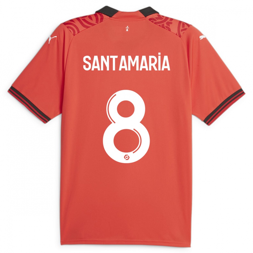 Enfant Maillot Baptiste Santamaria #8 Rouge Tenues Domicile 2023/24 T-Shirt Suisse