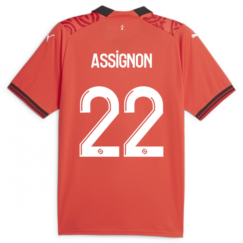Enfant Maillot Lorenz Assignon #22 Rouge Tenues Domicile 2023/24 T-Shirt Suisse