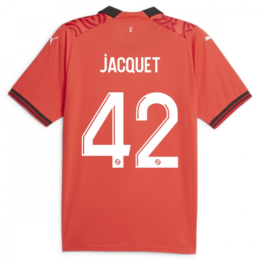 Enfant Maillot Jérémy Jacquet #42 Rouge Tenues Domicile 2023/24 T-Shirt Suisse