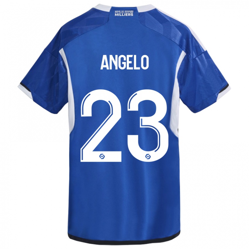 Enfant Maillot Ângelo #23 Bleu Tenues Domicile 2023/24 T-Shirt Suisse