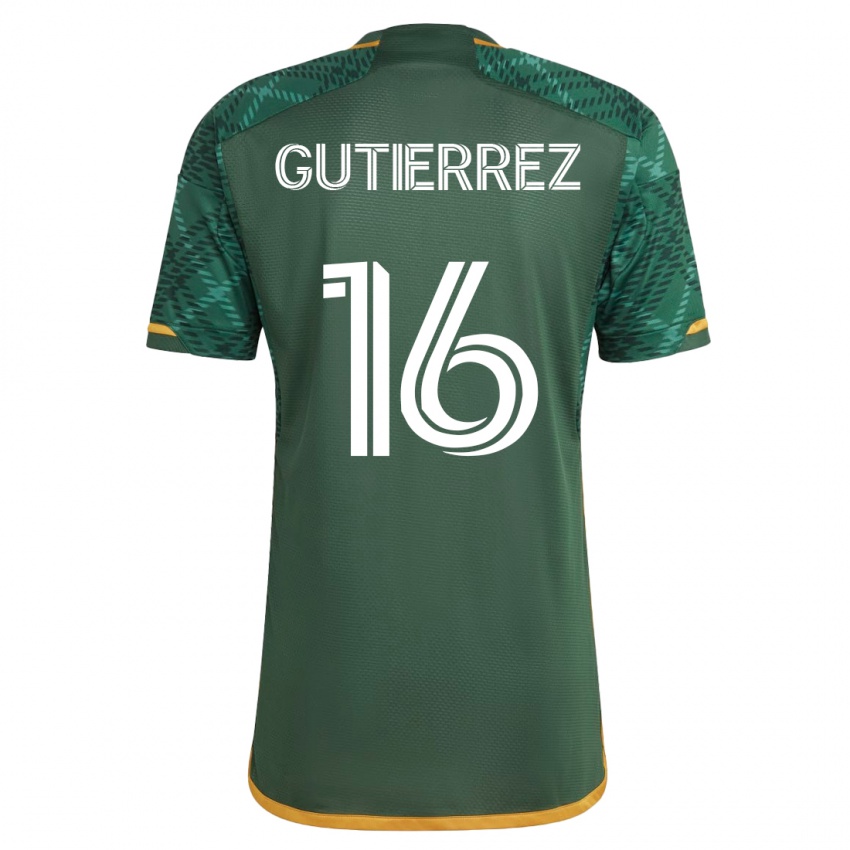 Enfant Maillot Diego Gutiérrez #16 Vert Tenues Domicile 2023/24 T-Shirt Suisse