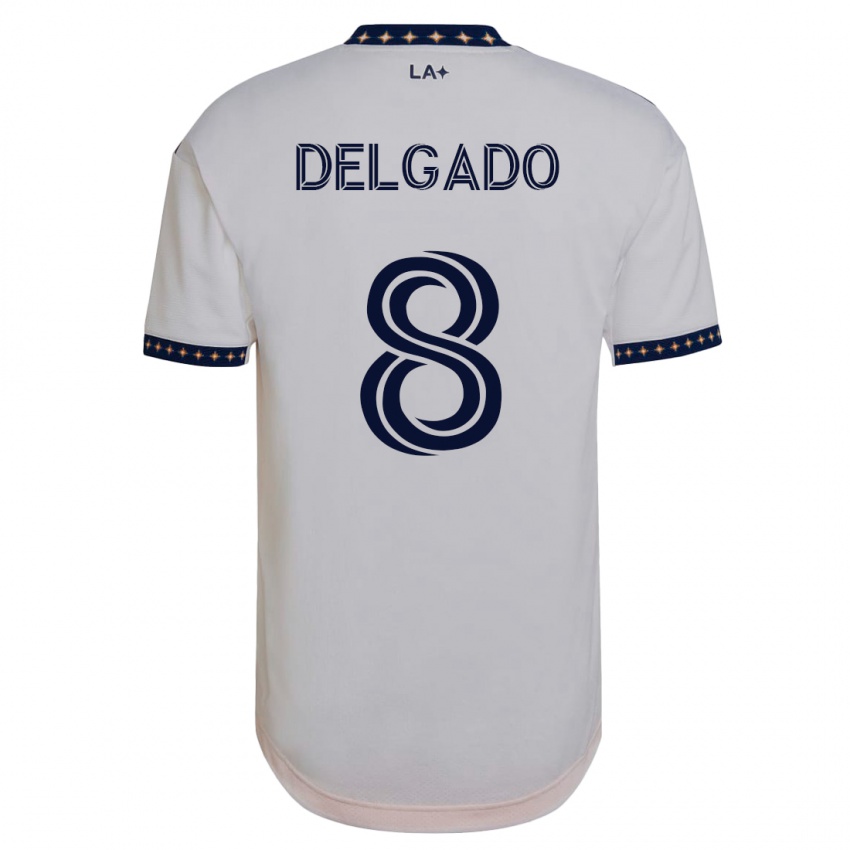 Enfant Maillot Mark Delgado #8 Blanc Tenues Domicile 2023/24 T-Shirt Suisse