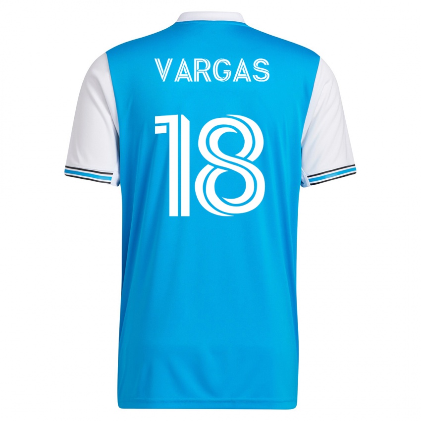Enfant Maillot Kerwin Vargas #18 Bleu Tenues Domicile 2023/24 T-Shirt Suisse