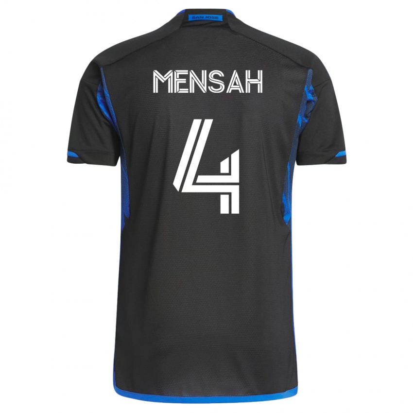 Enfant Maillot Jonathan Mensah #4 Bleu Noir Tenues Domicile 2023/24 T-Shirt Suisse