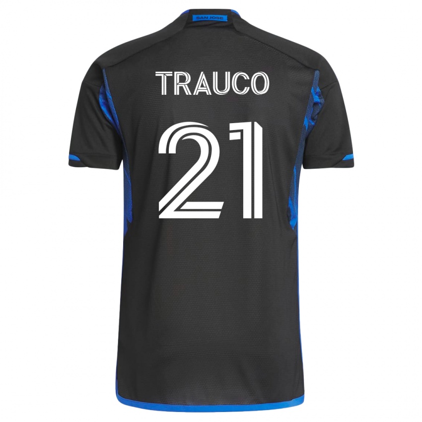 Enfant Maillot Miguel Trauco #21 Bleu Noir Tenues Domicile 2023/24 T-Shirt Suisse