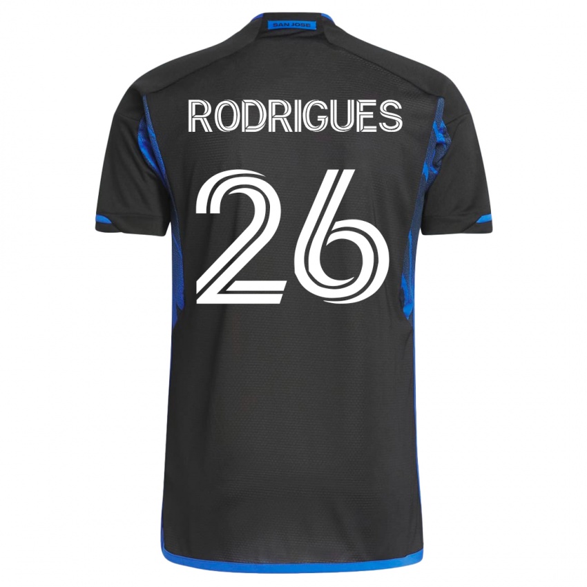 Enfant Maillot Rodrigues #26 Bleu Noir Tenues Domicile 2023/24 T-Shirt Suisse