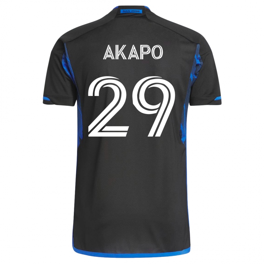 Enfant Maillot Carlos Akapo #29 Bleu Noir Tenues Domicile 2023/24 T-Shirt Suisse