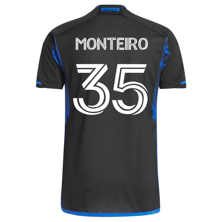 Enfant Maillot Jamiro Monteiro #35 Bleu Noir Tenues Domicile 2023/24 T-Shirt Suisse