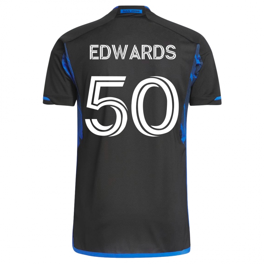 Enfant Maillot Aaron Edwards #50 Bleu Noir Tenues Domicile 2023/24 T-Shirt Suisse