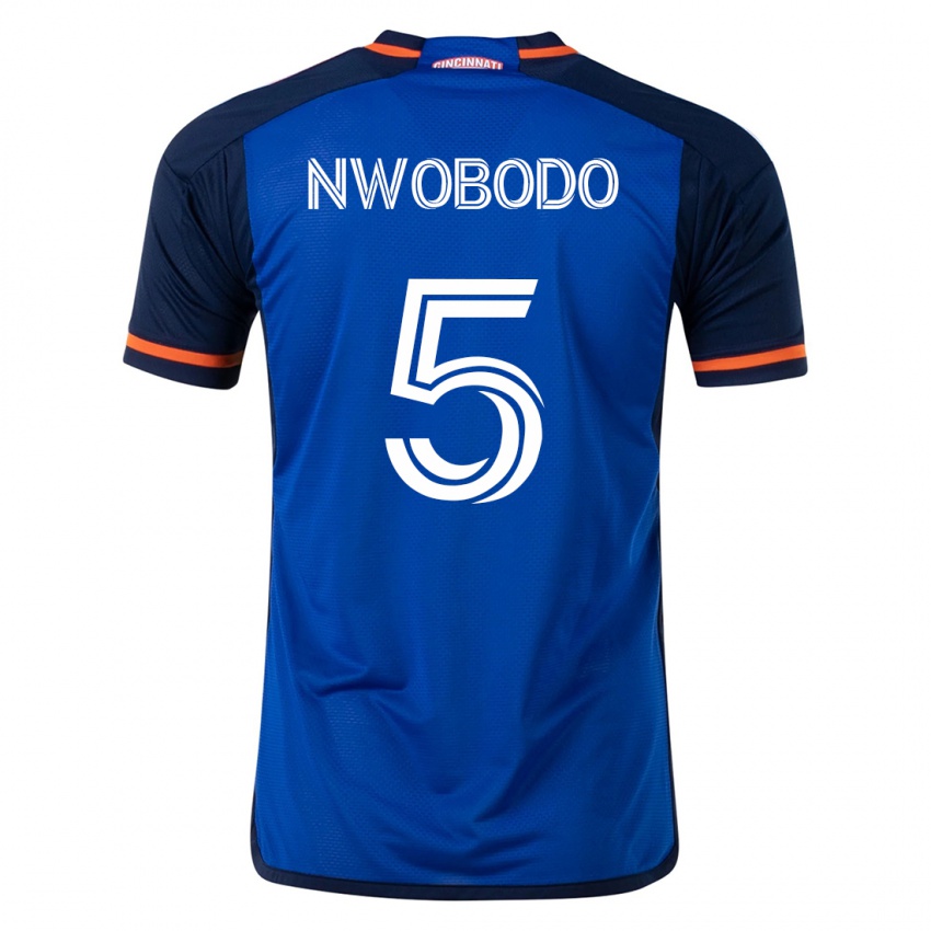 Enfant Maillot Obinna Nwobodo #5 Bleu Tenues Domicile 2023/24 T-Shirt Suisse