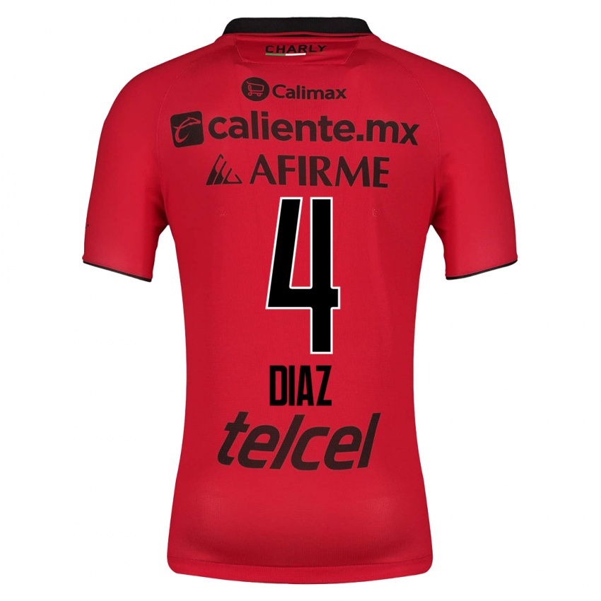 Enfant Maillot Nicolás Díaz #4 Rouge Tenues Domicile 2023/24 T-Shirt Suisse