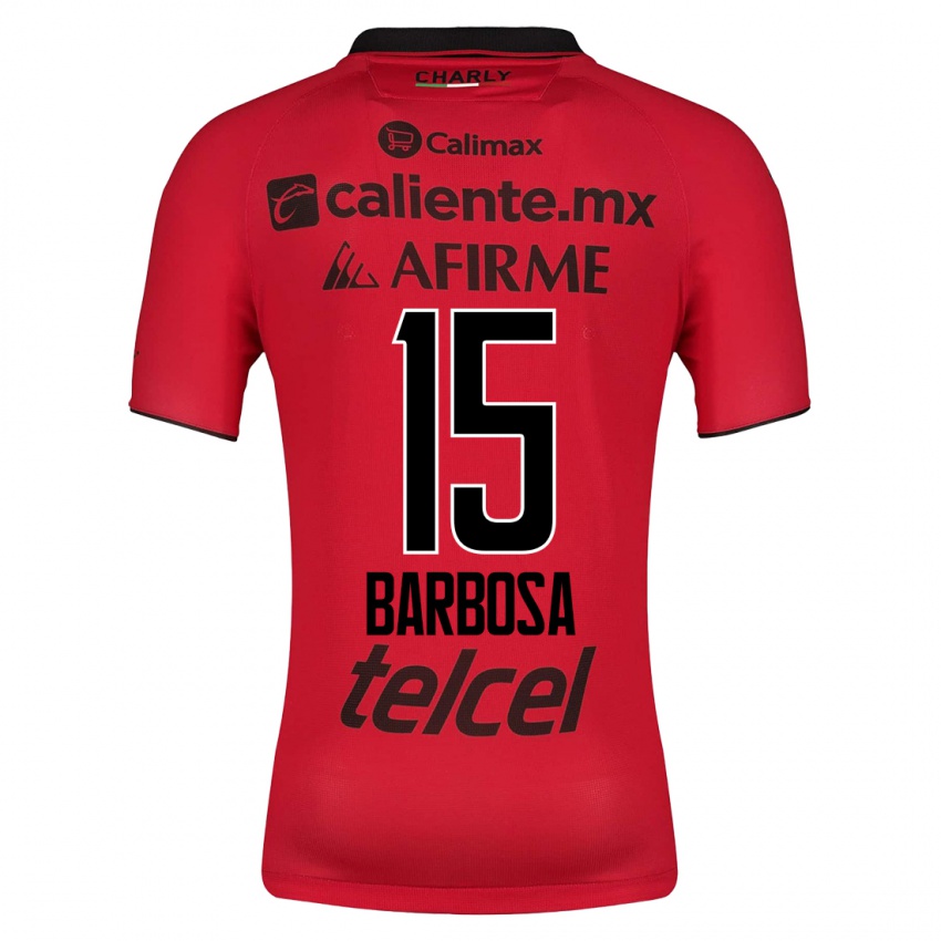 Enfant Maillot Diego Barbosa #15 Rouge Tenues Domicile 2023/24 T-Shirt Suisse