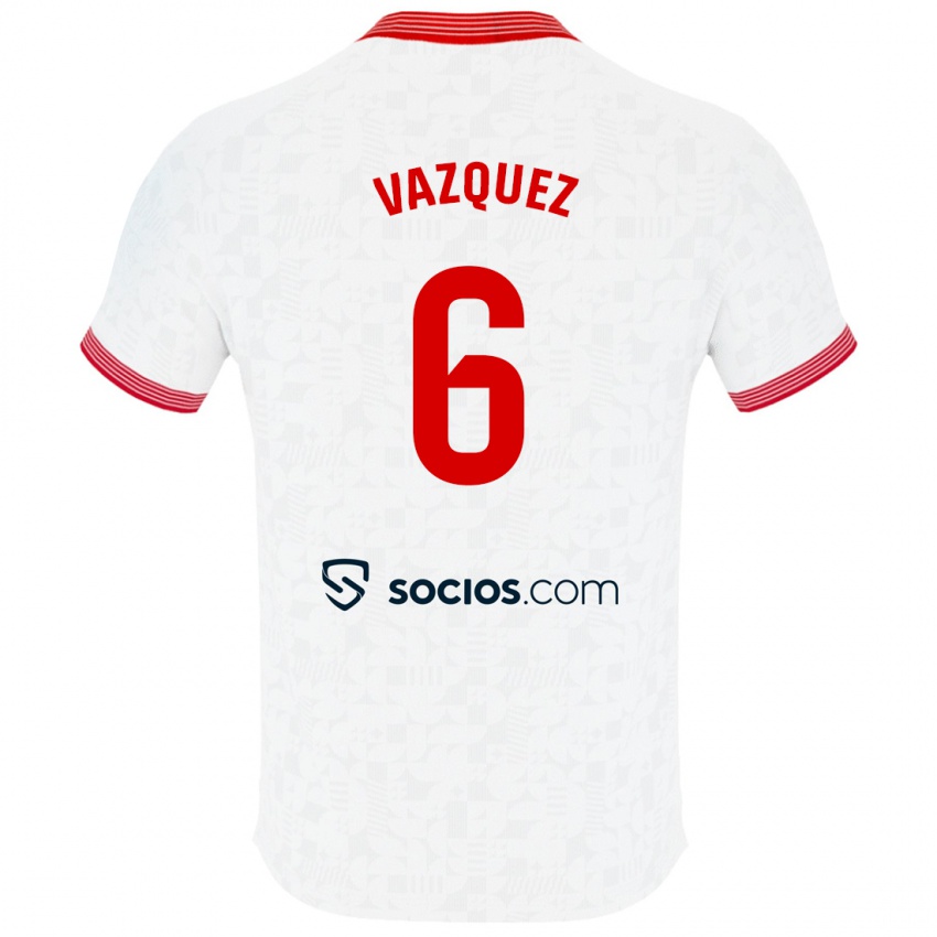 Enfant Maillot Manolo Vázquez #6 Blanc Tenues Domicile 2023/24 T-Shirt Suisse