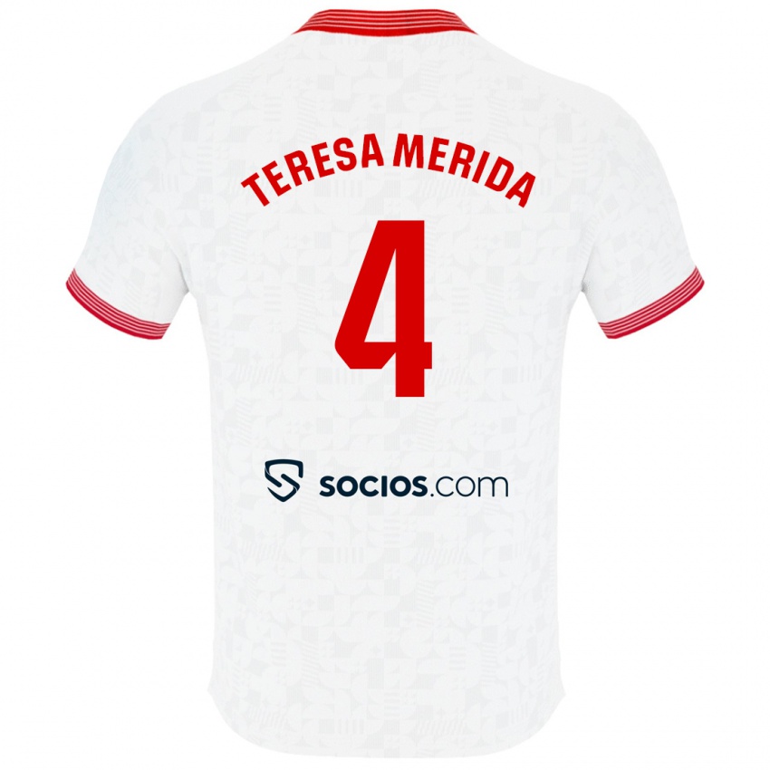 Enfant Maillot Teresa Merida #4 Blanc Tenues Domicile 2023/24 T-Shirt Suisse