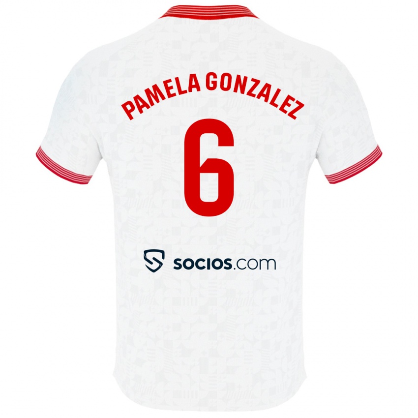 Enfant Maillot Cinthia Pamela González Medina #6 Blanc Tenues Domicile 2023/24 T-Shirt Suisse