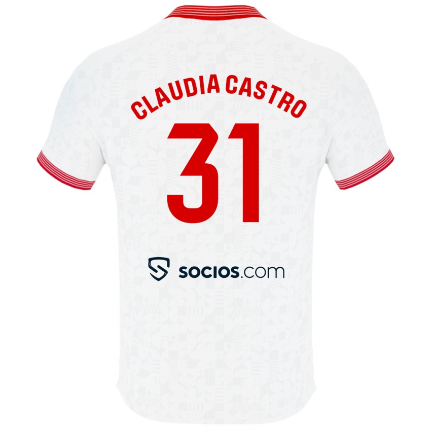 Enfant Maillot Claudia Castro Romero #31 Blanc Tenues Domicile 2023/24 T-Shirt Suisse