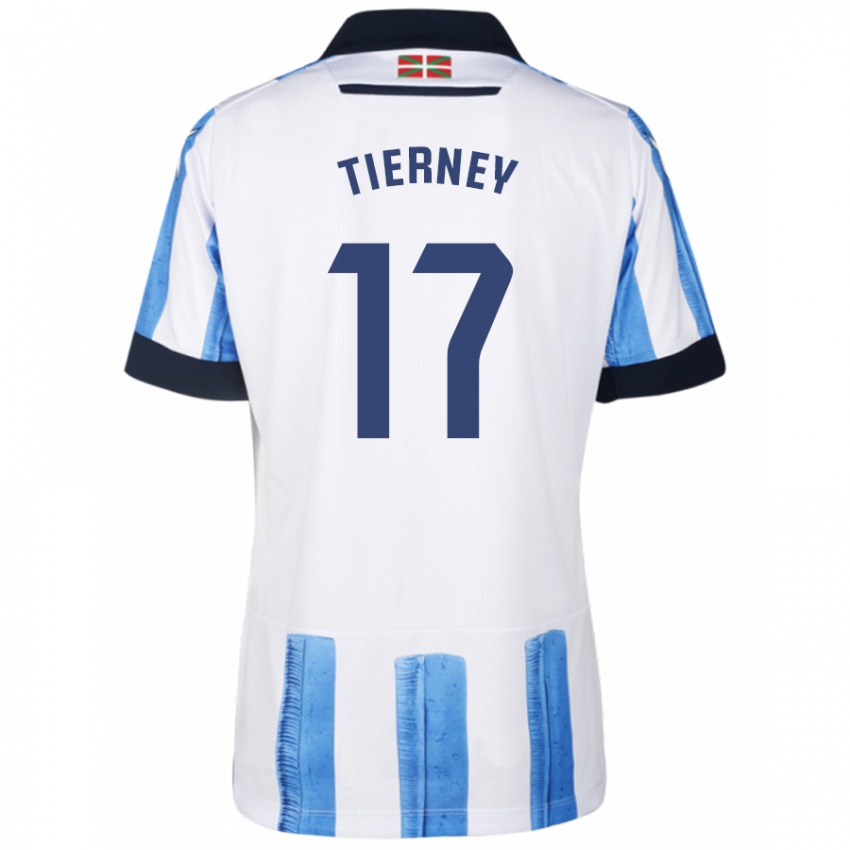 Enfant Maillot Kieran Tierney #17 Bleu Blanc Tenues Domicile 2023/24 T-Shirt Suisse