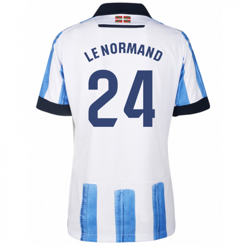 Enfant Maillot Robin Le Normand #24 Bleu Blanc Tenues Domicile 2023/24 T-Shirt Suisse