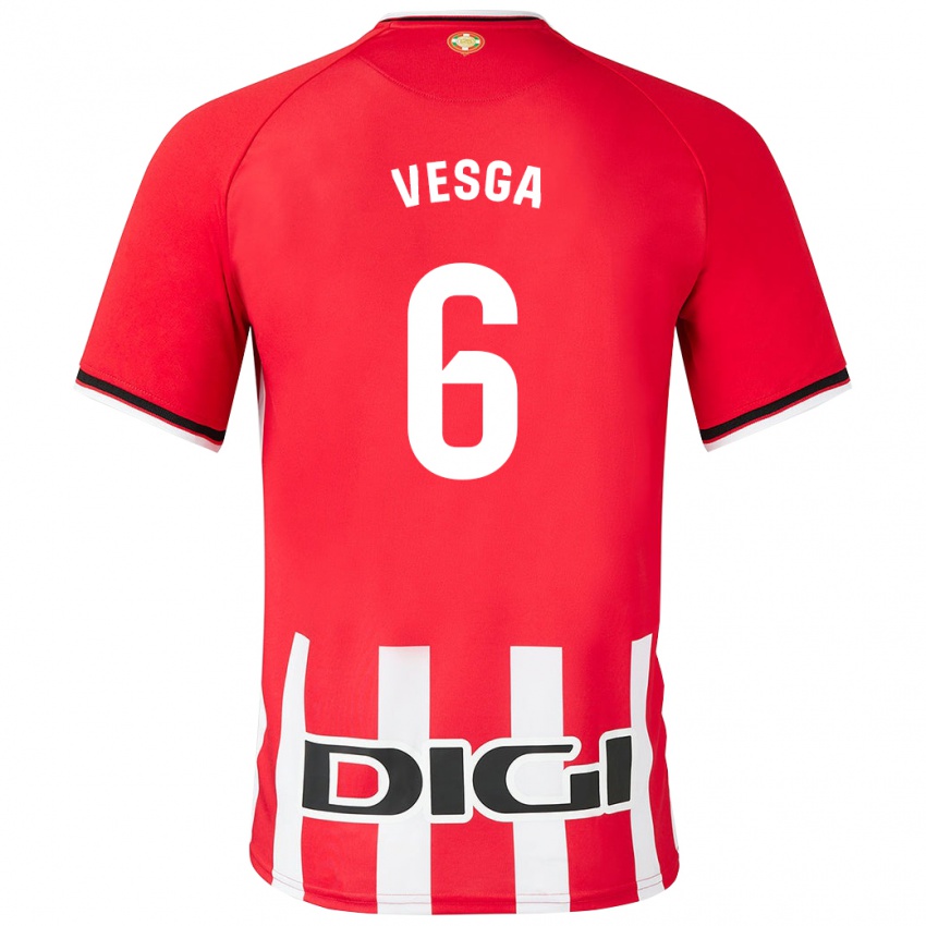 Enfant Maillot Mikel Vesga #6 Rouge Tenues Domicile 2023/24 T-Shirt Suisse