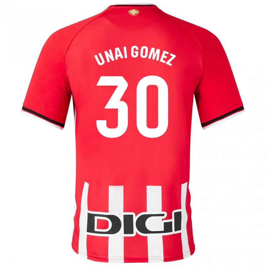 Enfant Maillot Unai Gómez #30 Rouge Tenues Domicile 2023/24 T-Shirt Suisse