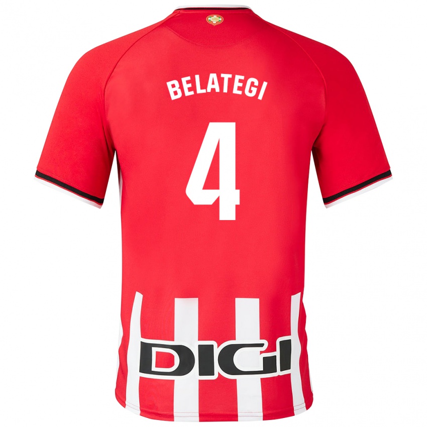 Enfant Maillot Danel Belategi #4 Rouge Tenues Domicile 2023/24 T-Shirt Suisse