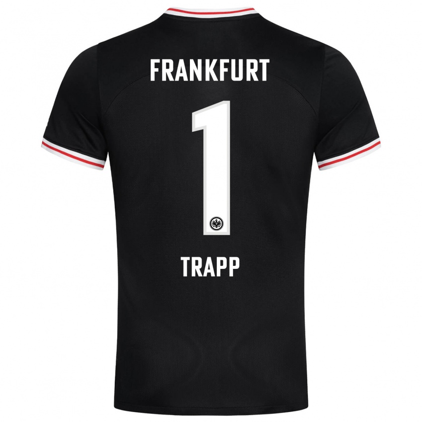 Enfant Maillot Kevin Trapp #1 Noir Tenues Extérieur 2023/24 T-Shirt Suisse