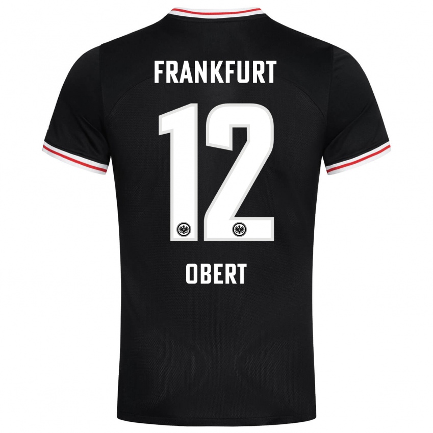 Enfant Maillot Yuriy Obert #12 Noir Tenues Extérieur 2023/24 T-Shirt Suisse