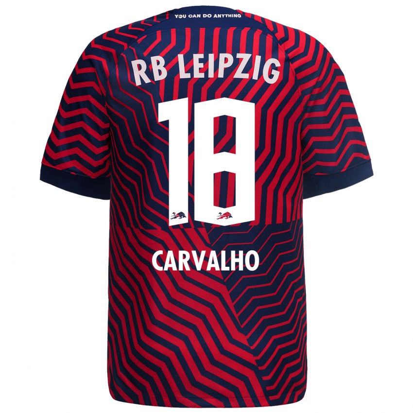 Enfant Maillot Fabio Carvalho #18 Bleu Rouge Tenues Extérieur 2023/24 T-Shirt Suisse