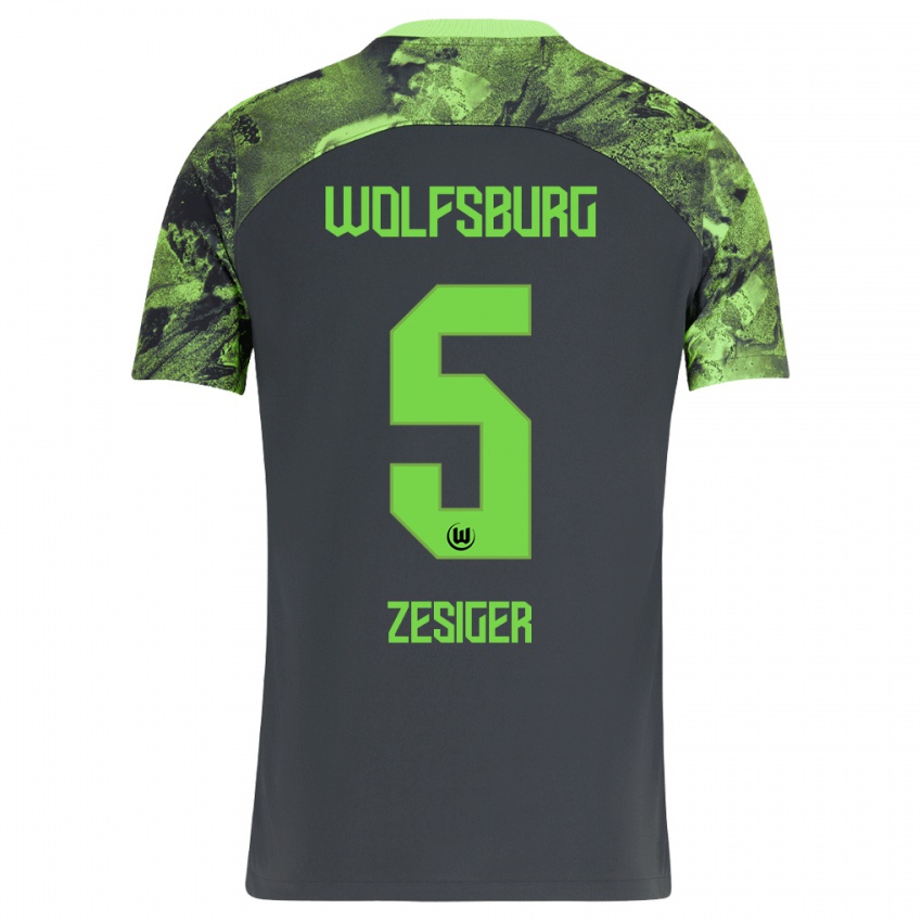 Kinder Cédric Zesiger #5 Dunkelgrau Auswärtstrikot Trikot 2023/24 T-Shirt Schweiz