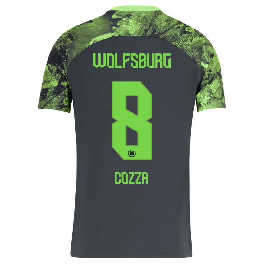 Kinder Nicolas Cozza #8 Dunkelgrau Auswärtstrikot Trikot 2023/24 T-Shirt Schweiz