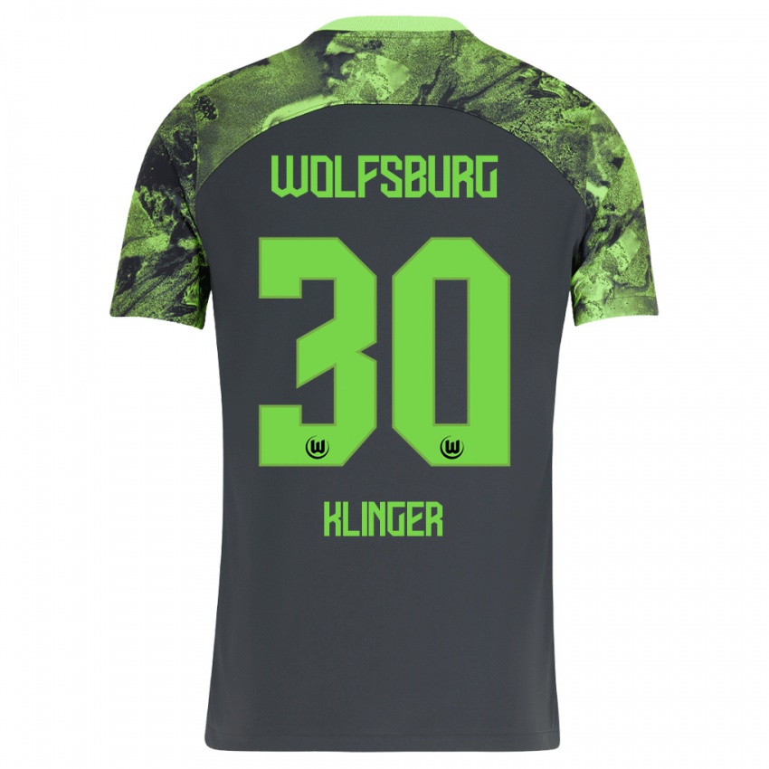 Enfant Maillot Niklas Klinger #30 Gris Foncé Tenues Extérieur 2023/24 T-Shirt Suisse