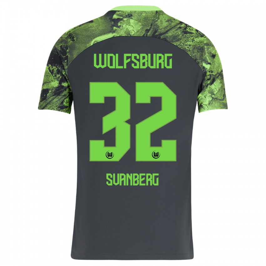 Kinder Mattias Svanberg #32 Dunkelgrau Auswärtstrikot Trikot 2023/24 T-Shirt Schweiz