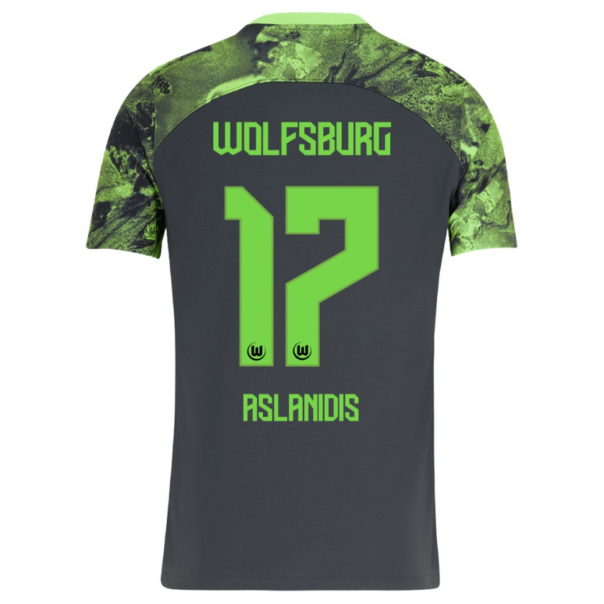 Kinder Elijas Aslanidis #17 Dunkelgrau Auswärtstrikot Trikot 2023/24 T-Shirt Schweiz