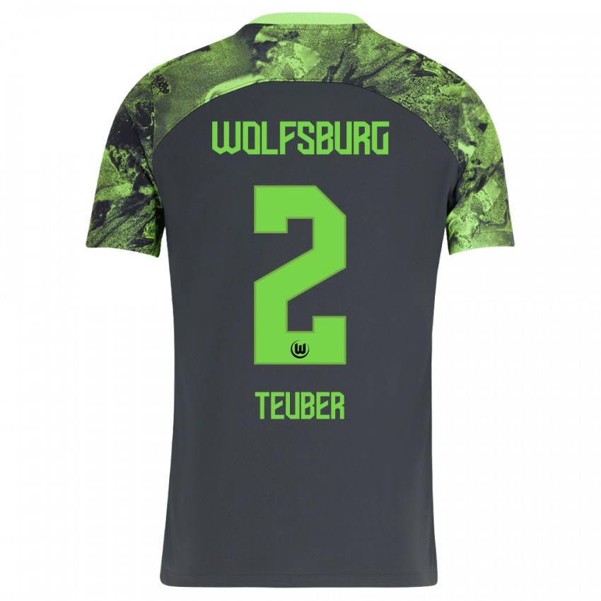 Kinder Julius Teuber #2 Dunkelgrau Auswärtstrikot Trikot 2023/24 T-Shirt Schweiz