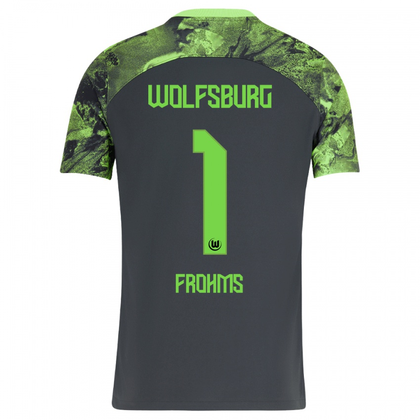 Kinder Merle Frohms #1 Dunkelgrau Auswärtstrikot Trikot 2023/24 T-Shirt Schweiz