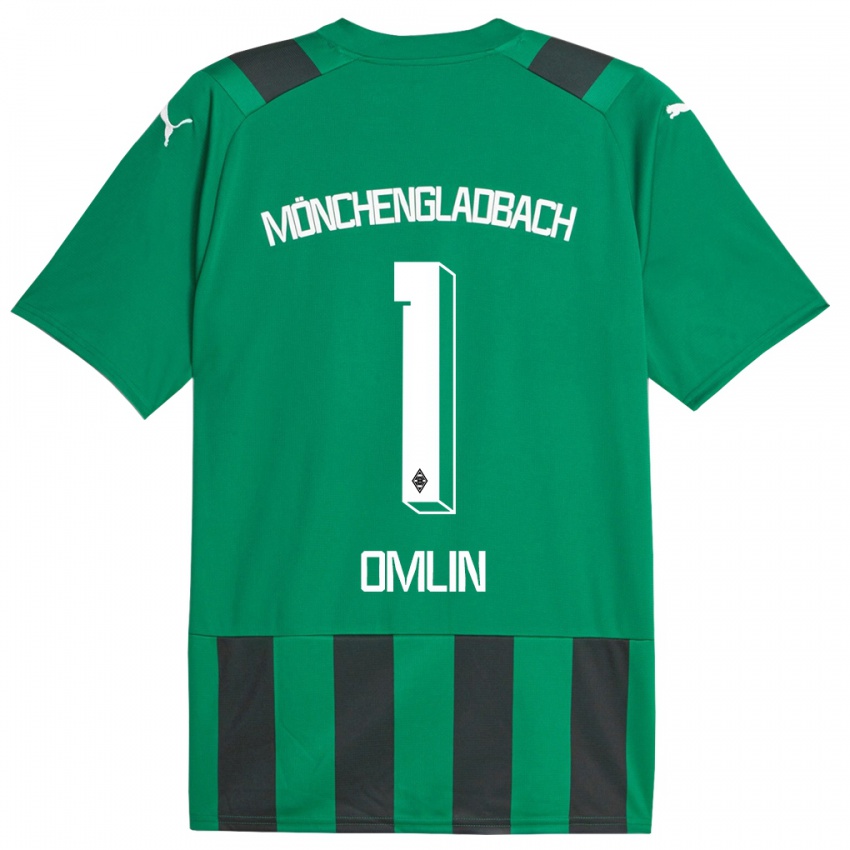 Kinder Jonas Omlin #1 Schwarz Grün Auswärtstrikot Trikot 2023/24 T-Shirt Schweiz