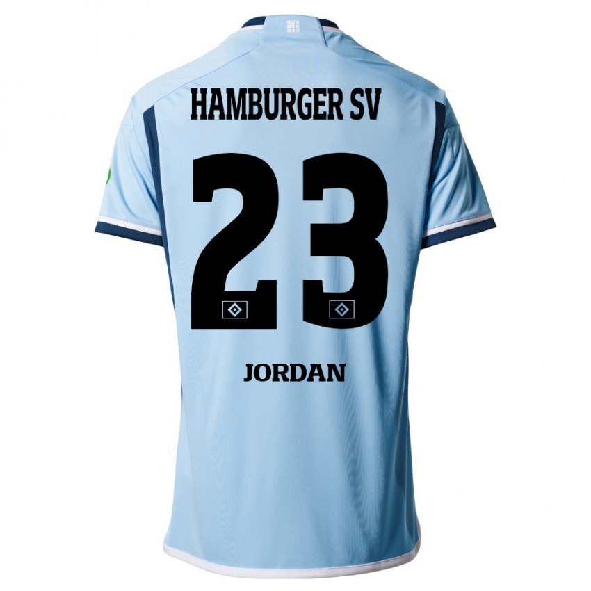 Enfant Maillot Dominik Jordan #23 Bleu Tenues Extérieur 2023/24 T-Shirt Suisse