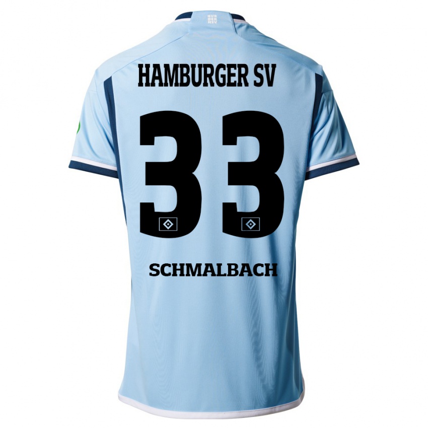 Enfant Maillot Sebastian Schmalbach #33 Bleu Tenues Extérieur 2023/24 T-Shirt Suisse