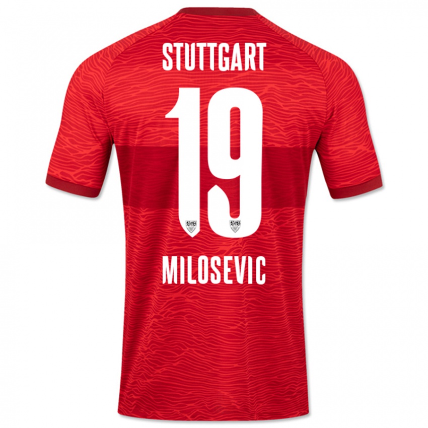 Enfant Maillot Jovan Milosevic #19 Rouge Tenues Extérieur 2023/24 T-Shirt Suisse