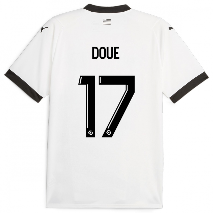 Enfant Maillot Guéla Doué #17 Blanc Tenues Extérieur 2023/24 T-Shirt Suisse